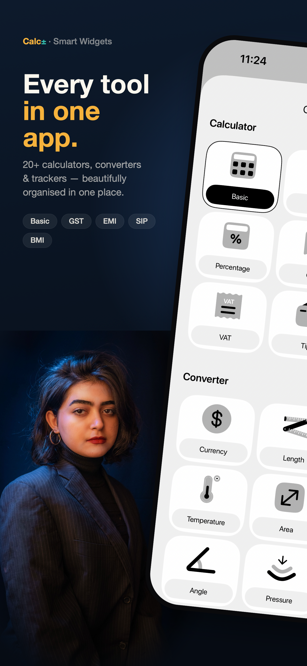 Calc ± Smart Widgets calculator app on iPhone